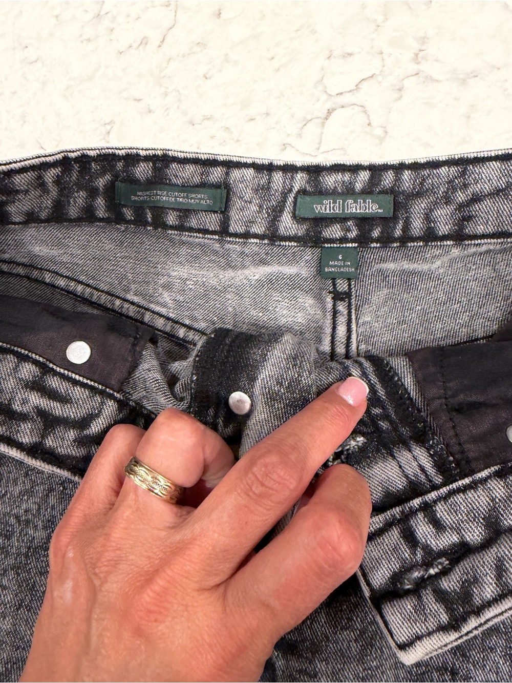 wild fable Distressed Washed Black Denim Shorts - Picture 3 of 3